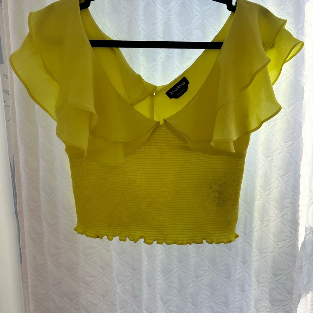 bebe Lemon Ruffled Off-Shoulder Blouse - Picture 5 of 7